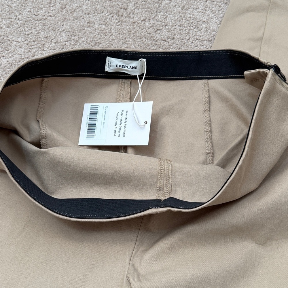 NWT Everlane Bi-Stretch High Rise Tan Khaki Side Zip Pull On Work Pants Size 14 - Picture 9 of 13